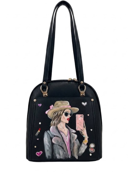 Miztique Handbags - Black Hand-Painted Fashionista Crossbody Bag